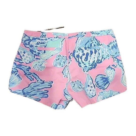 Lilly Pulitzer Adie Shorts in Pink & Blue Seashell Pattern Beach Women's 2 - Picture 3 of 8